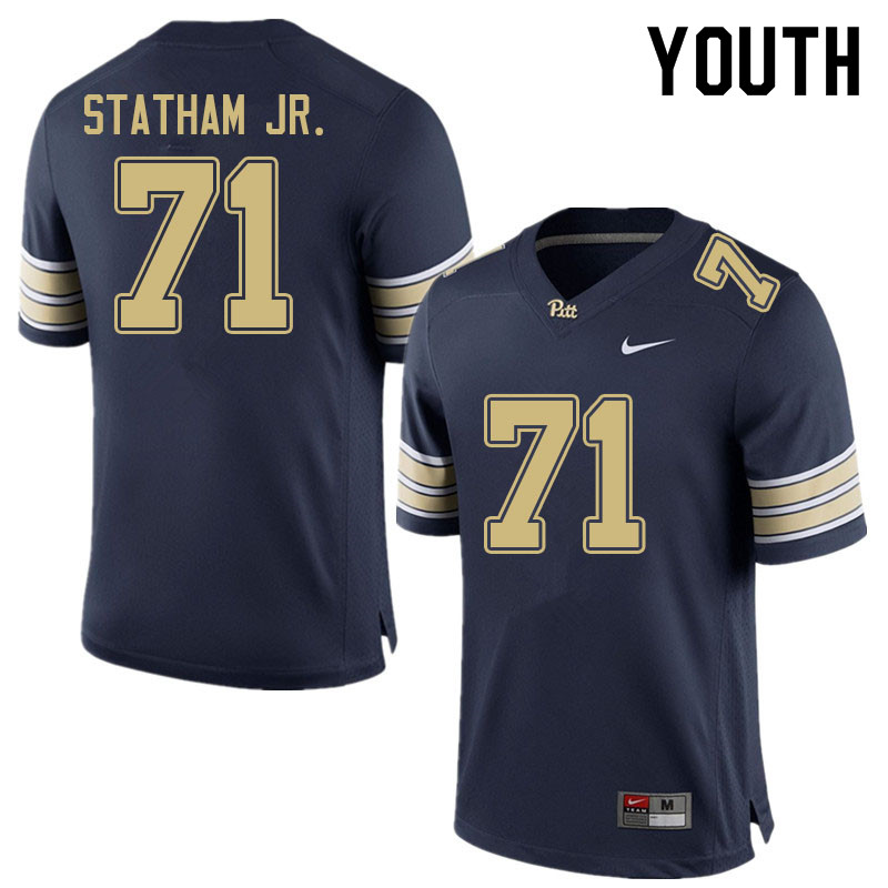 Youth #71 Michael Statham Jr. Pitt Panthers College Football Jerseys Sale-Navy